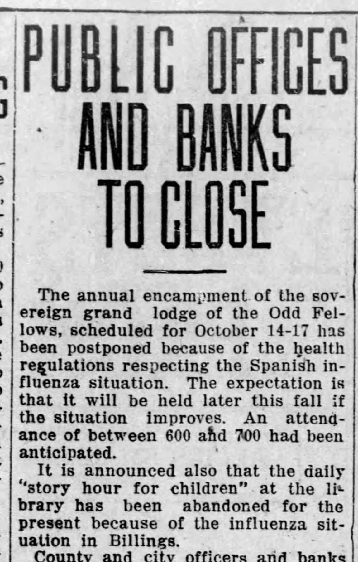 Public offices and banks to close